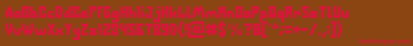 フォントDefragmentedBold – 赤い文字が茶色の背景にあります。