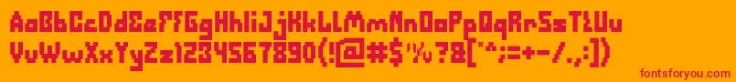 フォントDefragmentedBold – オレンジの背景に赤い文字