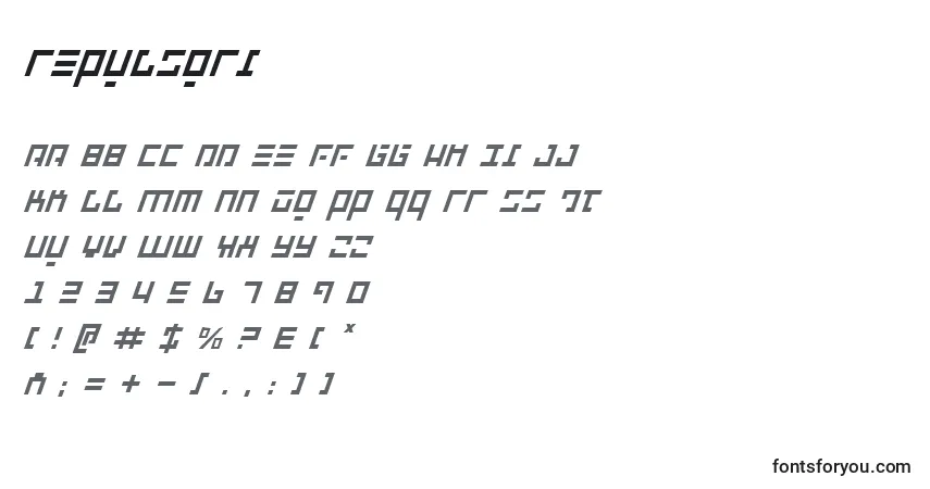 Schriftart Repulsori – Alphabet, Zahlen, spezielle Symbole