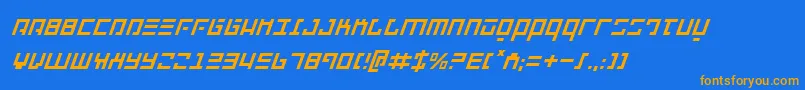 フォントRepulsori – オレンジ色の文字が青い背景にあります。