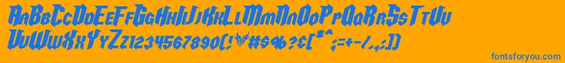 RazorclawItalic-Schriftart – Blaue Schriften auf orangefarbenem Hintergrund