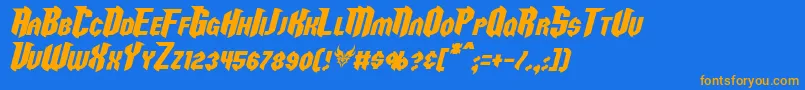 RazorclawItalic-Schriftart – Orangefarbene Schriften auf blauem Hintergrund