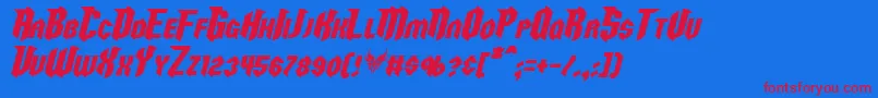 RazorclawItalic Font – Red Fonts on Blue Background