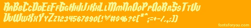 RazorclawItalic-Schriftart – Gelbe Schriften auf orangefarbenem Hintergrund