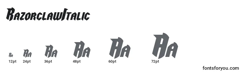 RazorclawItalic Font Sizes