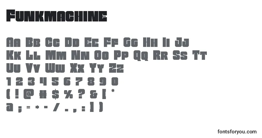 Czcionka Funkmachine – alfabet, cyfry, specjalne znaki
