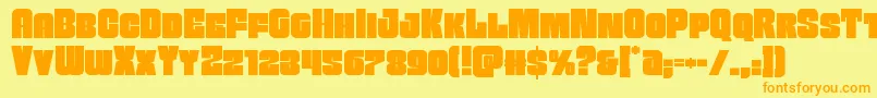 Funkmachine-Schriftart – Orangefarbene Schriften auf gelbem Hintergrund