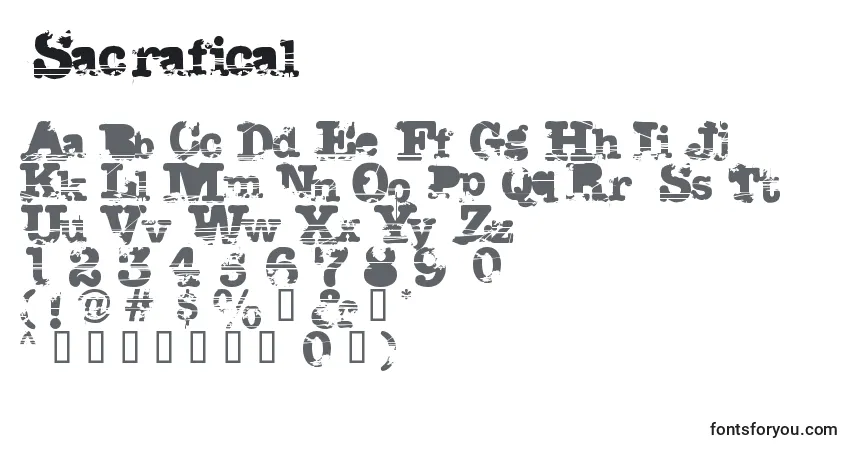 Schriftart Sacrafical – Alphabet, Zahlen, spezielle Symbole