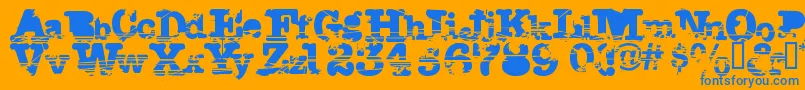 Sacrafical Font – Blue Fonts on Orange Background