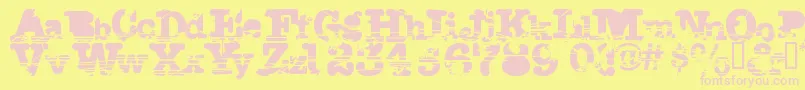 Sacrafical Font – Pink Fonts on Yellow Background