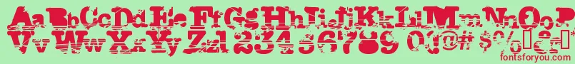 Sacrafical Font – Red Fonts on Green Background