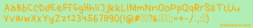 PurkyHandwriting Font – Orange Fonts on Green Background