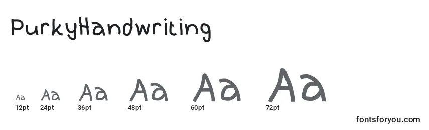 PurkyHandwriting Font Sizes