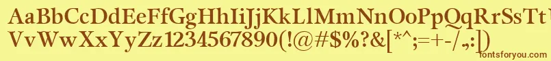 MiramarBold-Schriftart – Braune Schriften auf gelbem Hintergrund