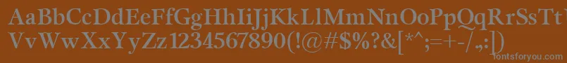 MiramarBold-fontti – harmaat kirjasimet ruskealla taustalla