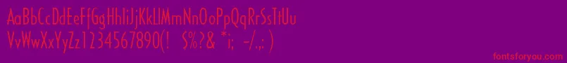 Sandyhillconden-fontti – punaiset fontit violetilla taustalla