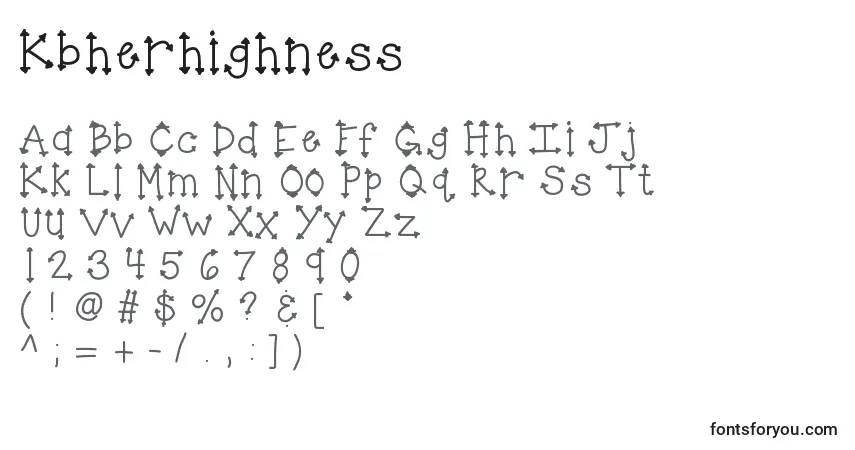 A fonte Kbherhighness – alfabeto, números, caracteres especiais