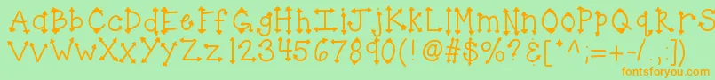 Kbherhighness Font – Orange Fonts on Green Background
