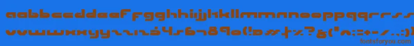 フォントUni ffy – 茶色の文字が青い背景にあります。