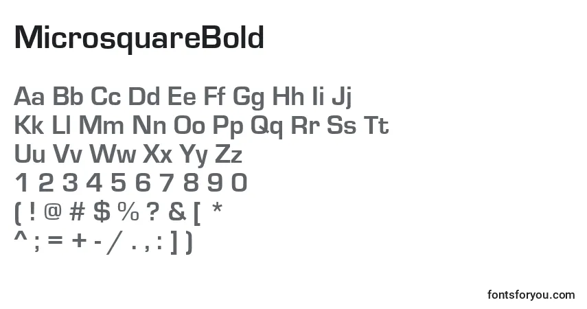 Шрифт MicrosquareBold – алфавит, цифры, специальные символы