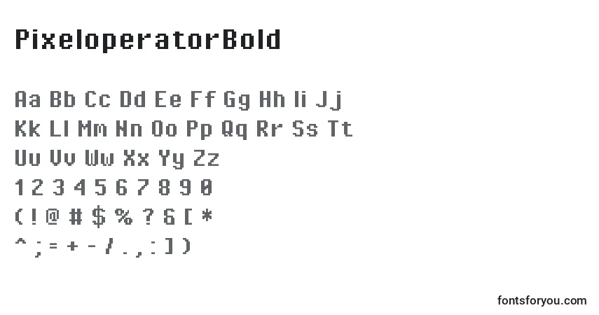 Шрифт PixeloperatorBold – алфавит, цифры, специальные символы