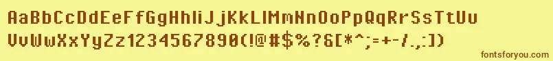 フォントPixeloperatorBold – 茶色の文字が黄色の背景にあります。