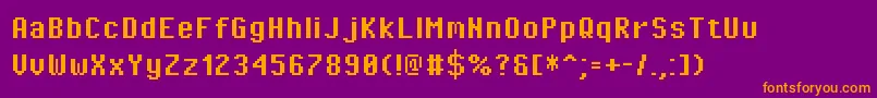 PixeloperatorBold-Schriftart – Orangefarbene Schriften auf violettem Hintergrund