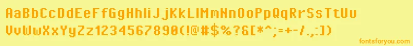 PixeloperatorBold-Schriftart – Orangefarbene Schriften auf gelbem Hintergrund