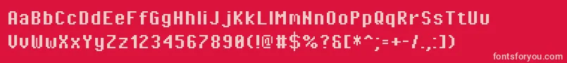 PixeloperatorBold-Schriftart – Rosa Schriften auf rotem Hintergrund