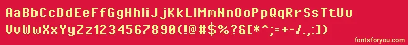 PixeloperatorBold-Schriftart – Gelbe Schriften auf rotem Hintergrund