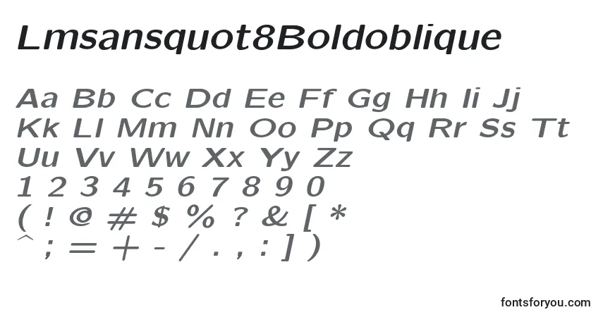 A fonte Lmsansquot8Boldoblique – alfabeto, números, caracteres especiais