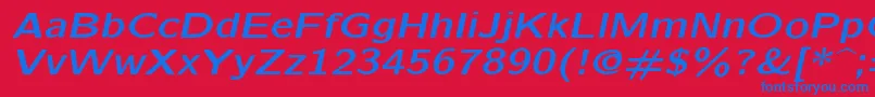 Fonte Lmsansquot8Boldoblique – fontes azuis em um fundo vermelho
