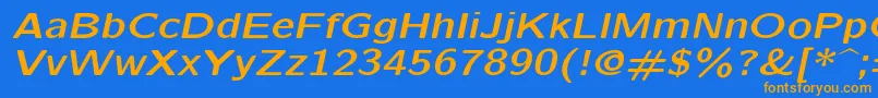 フォントLmsansquot8Boldoblique – オレンジ色の文字が青い背景にあります。