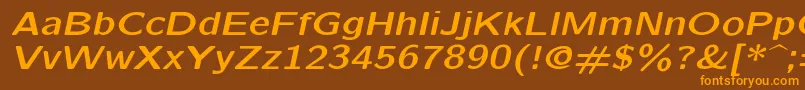 Lmsansquot8Boldoblique-Schriftart – Orangefarbene Schriften auf braunem Hintergrund