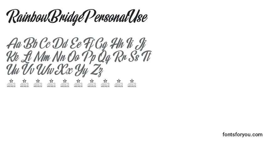 Schriftart RainbowBridgePersonalUse – Alphabet, Zahlen, spezielle Symbole