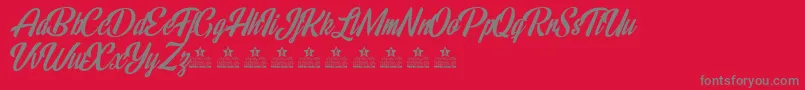 Fonte RainbowBridgePersonalUse – fontes cinzas em um fundo vermelho