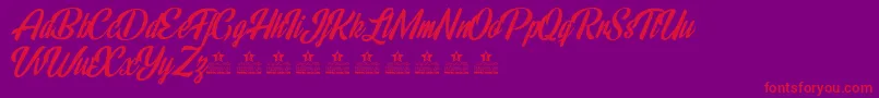 Fonte RainbowBridgePersonalUse – fontes vermelhas em um fundo violeta