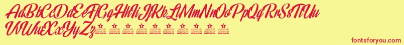 RainbowBridgePersonalUse Font – Red Fonts on Yellow Background