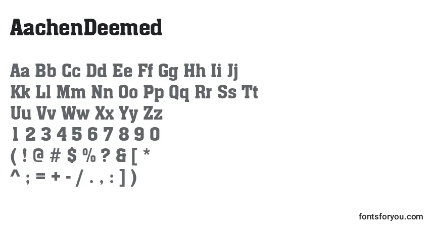 Czcionka AachenDeemed – alfabet, cyfry, specjalne znaki