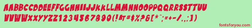 SfPaleBottomCondensedOblique Font – Red Fonts on Green Background