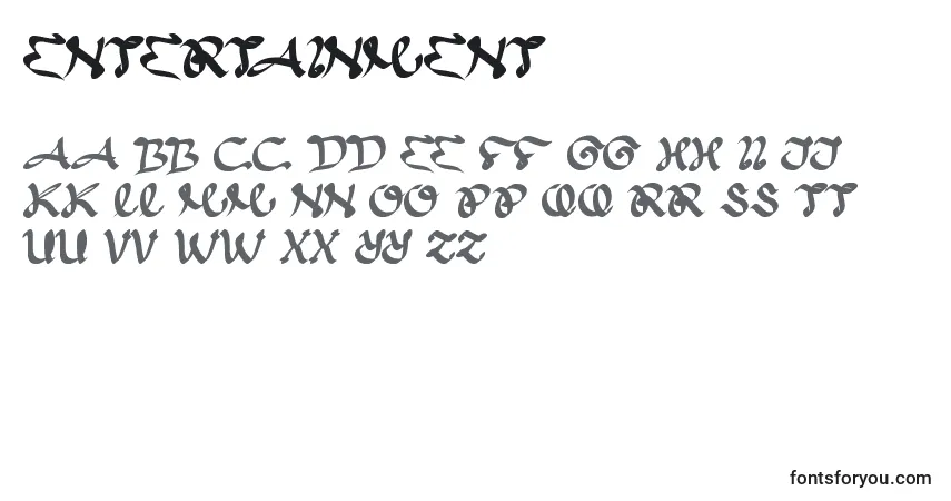 Czcionka Entertainment – alfabet, cyfry, specjalne znaki