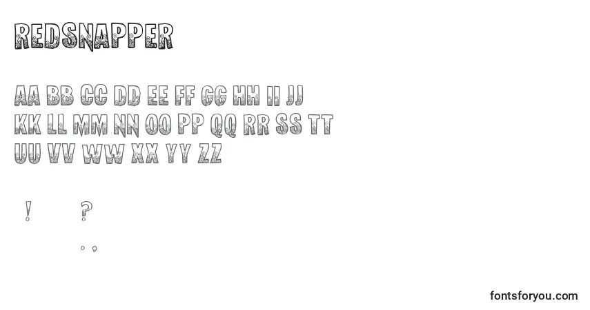 Czcionka RedSnapper – alfabet, cyfry, specjalne znaki