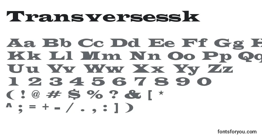Шрифт Transversessk – алфавит, цифры, специальные символы