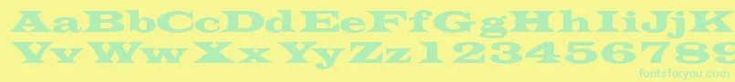 Fonte Transversessk – fontes verdes em um fundo amarelo