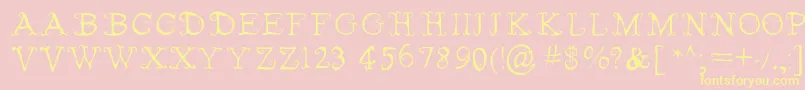 FairiesWearBoots-Schriftart – Gelbe Schriften auf rosa Hintergrund