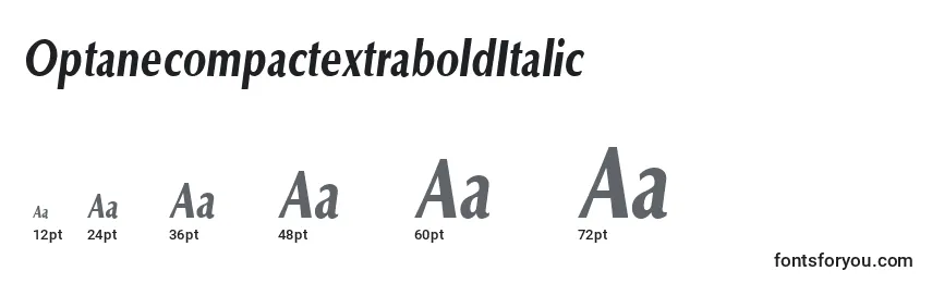 Размеры шрифта OptanecompactextraboldItalic