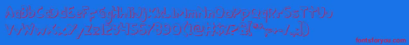 OzymandiasOutline-Schriftart – Rote Schriften auf blauem Hintergrund