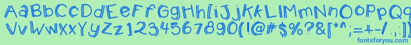 Kbjumpingjellybeans Font – Blue Fonts on Green Background