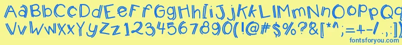 Kbjumpingjellybeans Font – Blue Fonts on Yellow Background