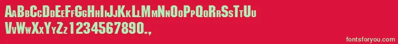 TqfMachine Font – Green Fonts on Red Background